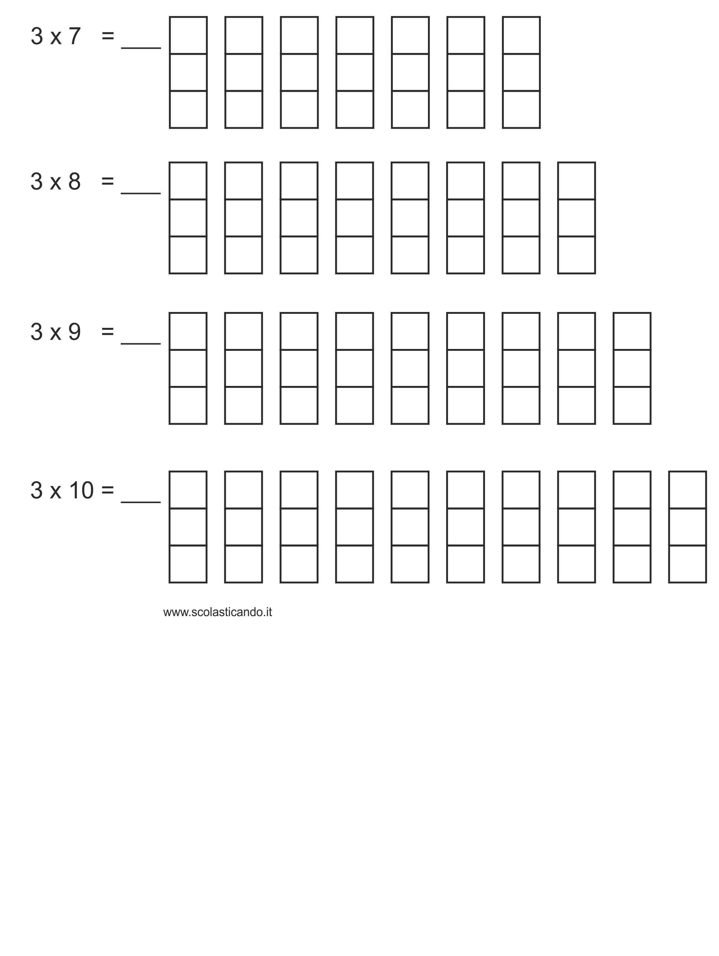 Classe Seconda Matematica Le Tabelline Dall 1 Al 4