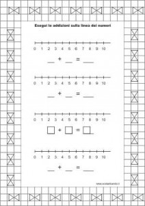 addizioni linea numeri 10 vuoto