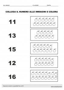 Associa numeri a quantità fino al 20