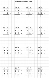 sottrazioni in colonna entro il 50