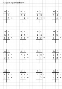 sottrazioni in colonna entro 50