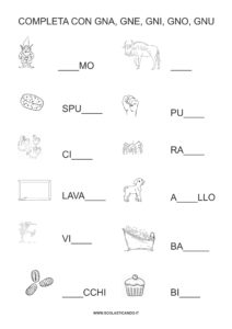 Classe prima: italiano i suoni GN e NI, schede e videolezione